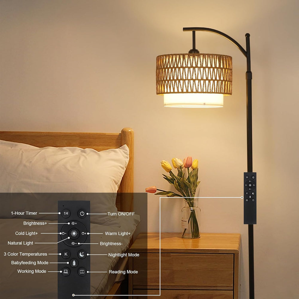 Arc Floor Lamp for Living Room with 3 Color Temperatures, Farmhouse Floor Lam...