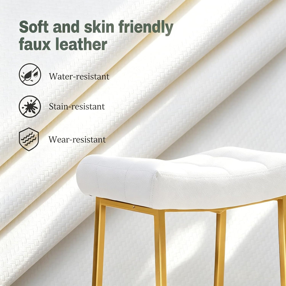 RNKSFX White & Gold Counter Height Bar Stools Set of 3 for Kitchen Counte...