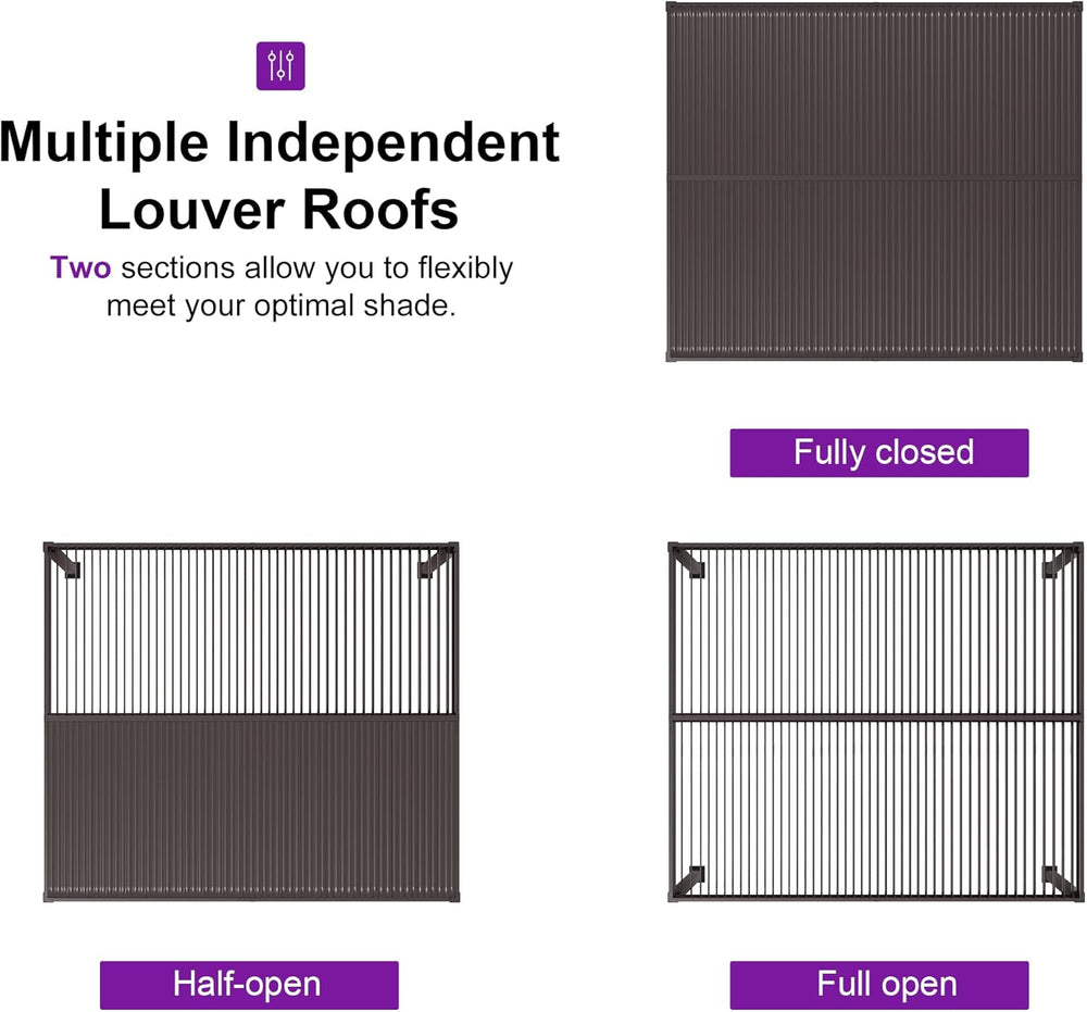 PURPLE LEAF Patio Louvered Pergola 11' x 15' Outdoor Hardtop Gazebo B...
