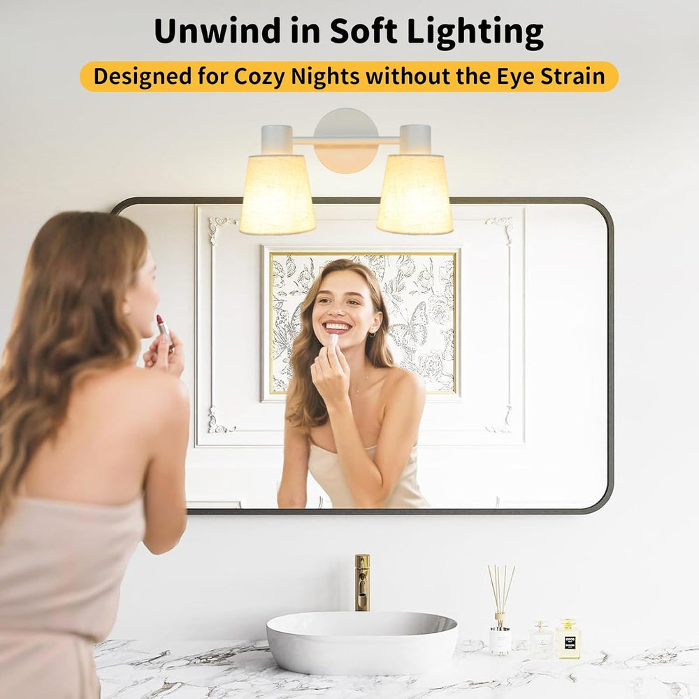 HiBay 2-Light White Track Lighting Ceiling, Linen Shade Spotlight, E26