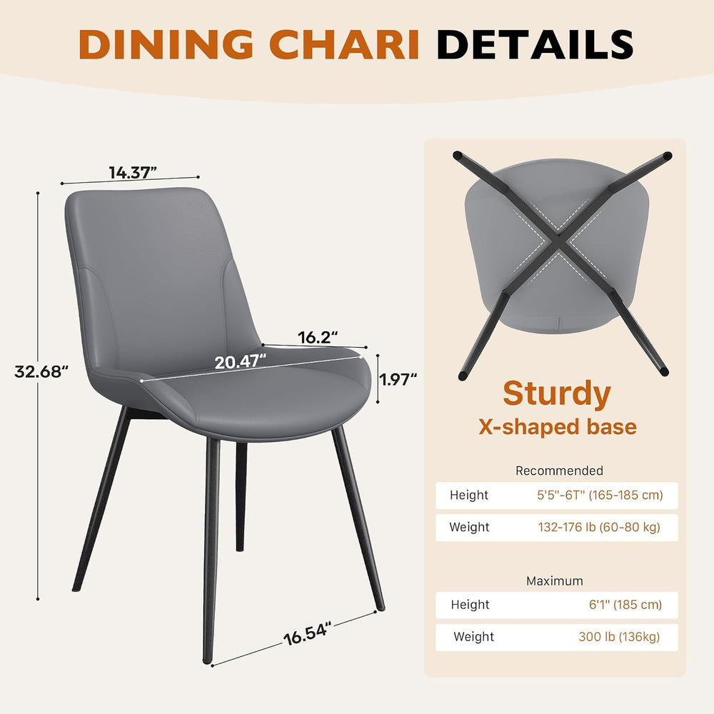 Dining Chairs Set of 4, Leather Dining Chairs for Dining Table Easy to Clean,...