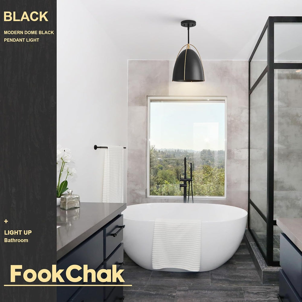 Black Dome Pendant Light 10in Kitchen Island Pendant Lighting Modern Black &a...