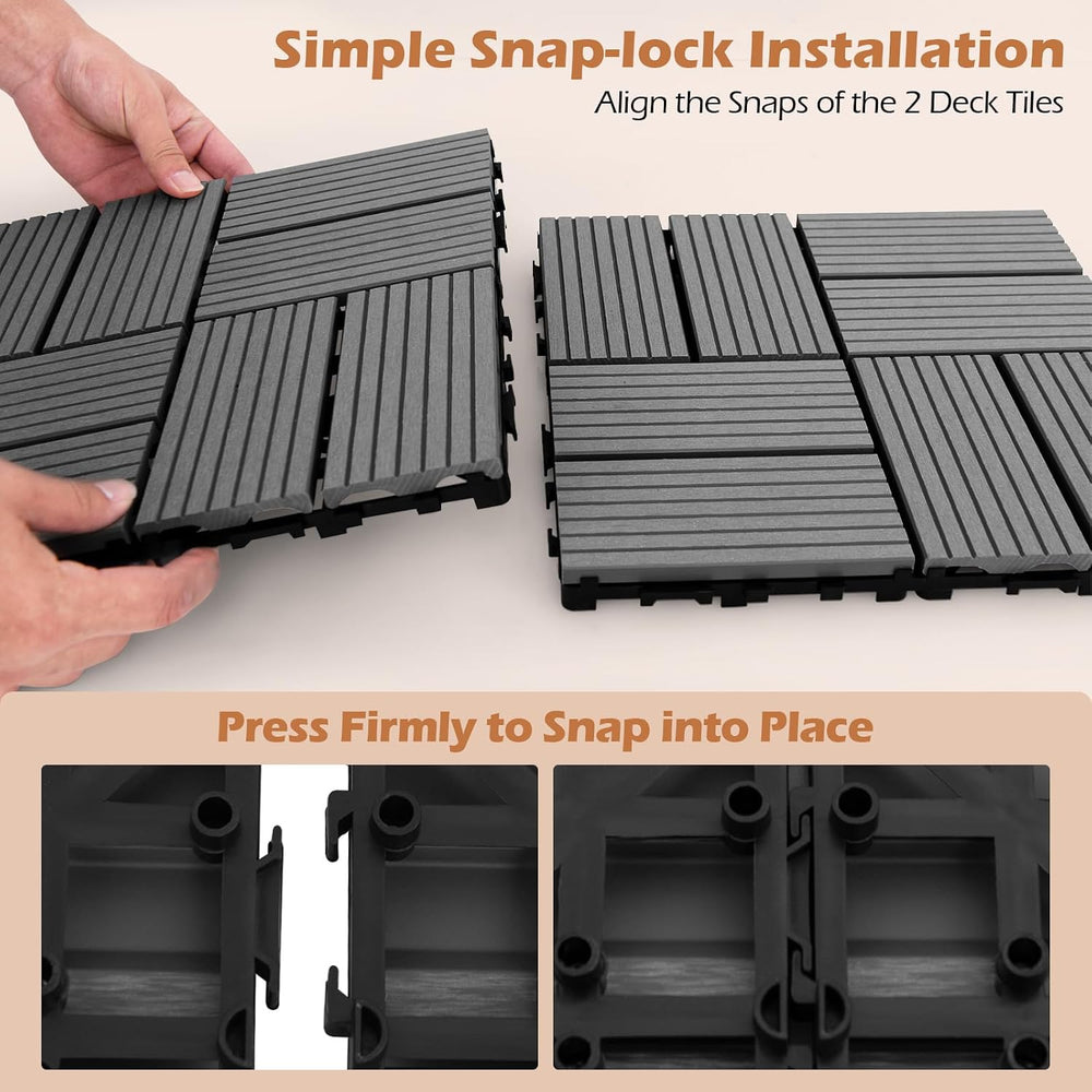 GIANTEX 36 PCS Interlocking Deck Tiles, 12" x 12" Composite Decking...