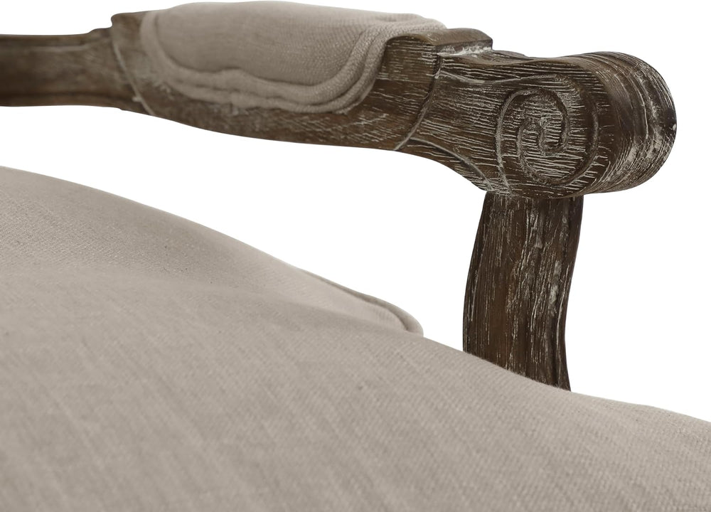 Lexicon French Country Wood Accent Chair, Carved Frame, Neutral