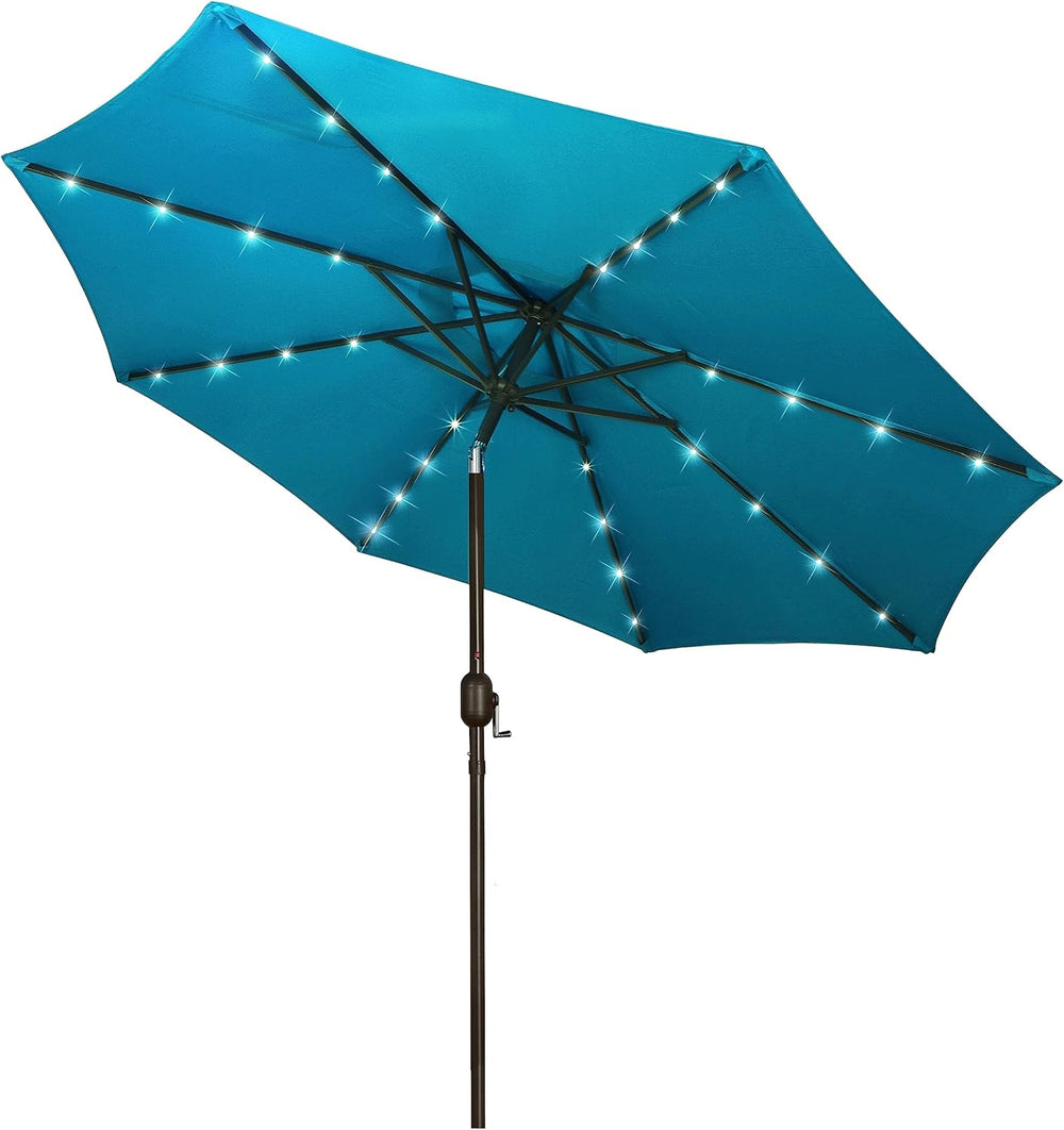 Blissun 9 ft Solar Umbrella 32 LED Lighted Patio Umbrella Table Market Umbrel...