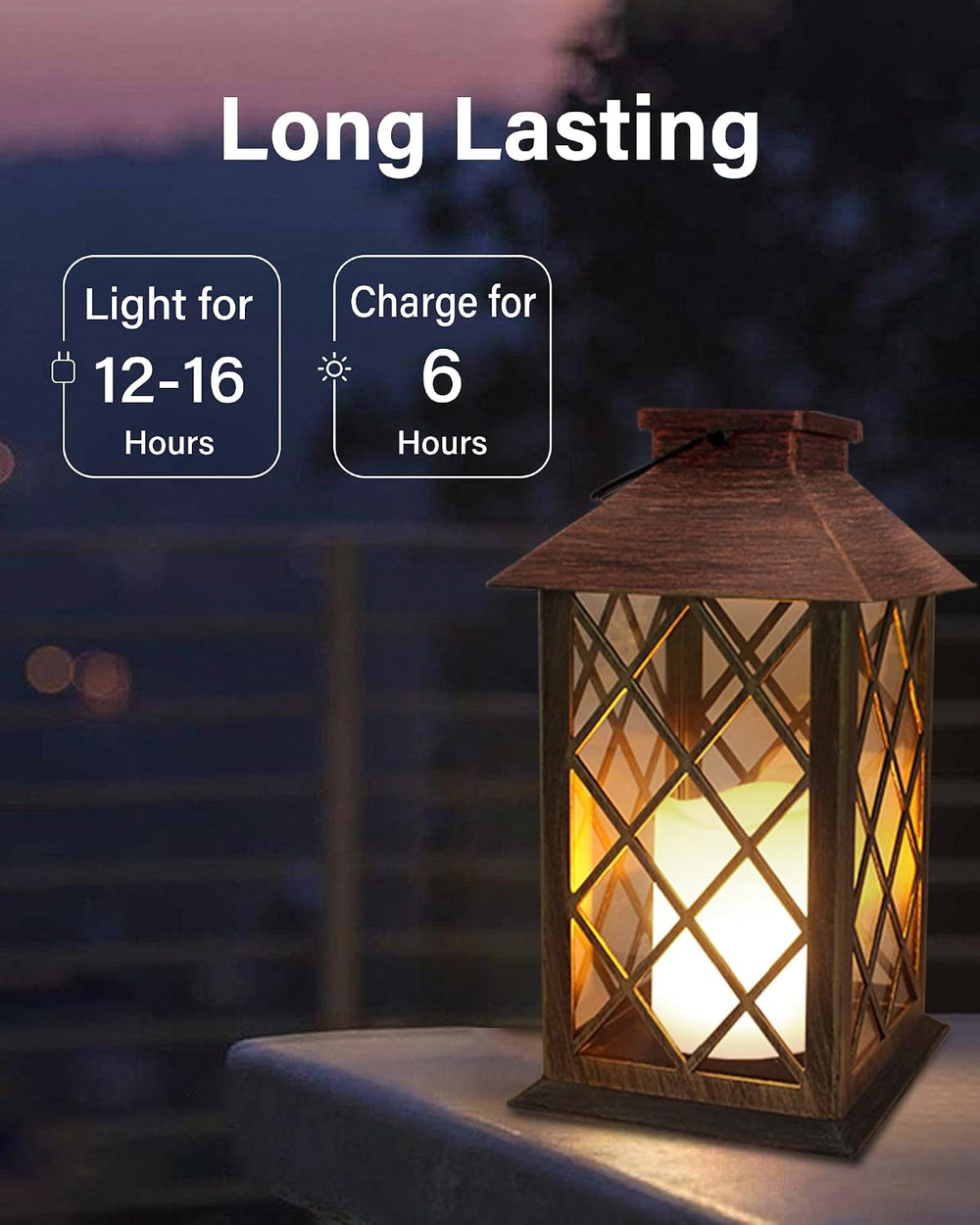SHYMERY Solar Lanterns, Hanging Outdoor Lantern with Lasts 2X Longer LED Flic...