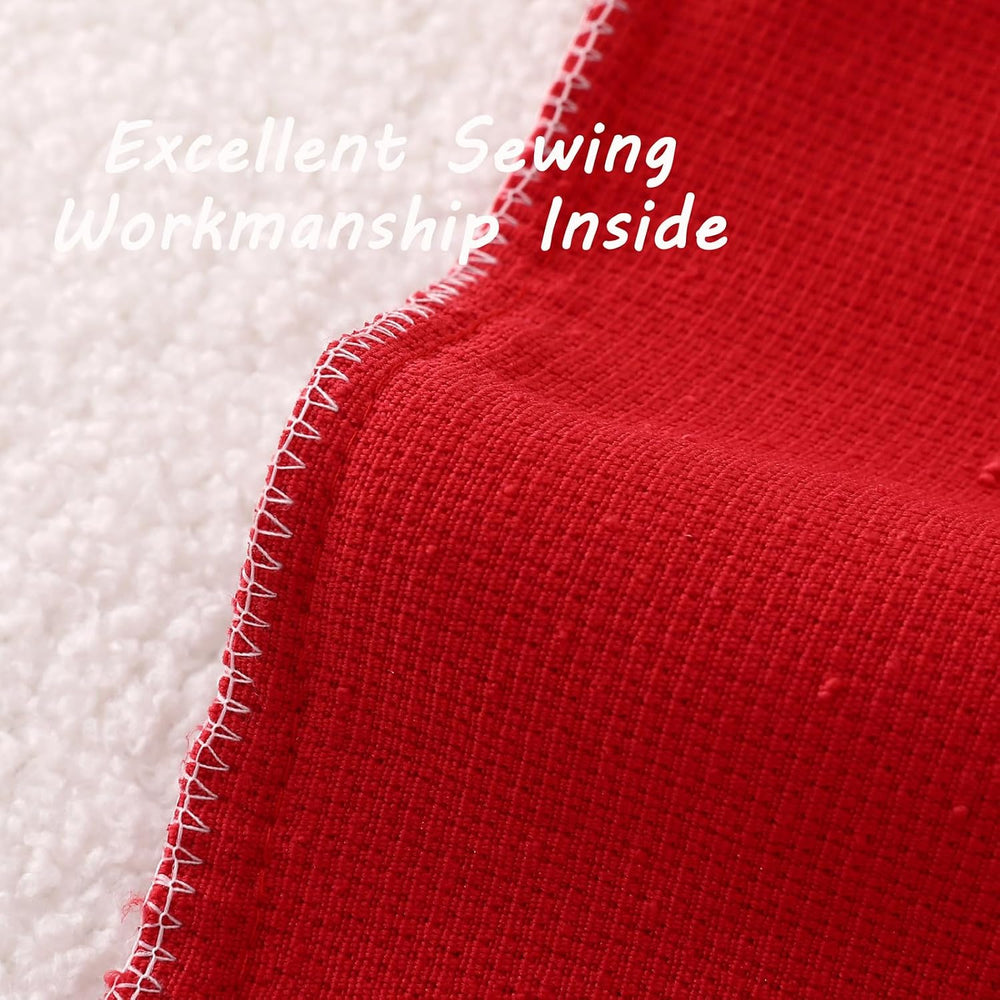 FUTEI Pack of 2 Boucle Textured Throw Pillow Covers 24x24 Inch, Red
