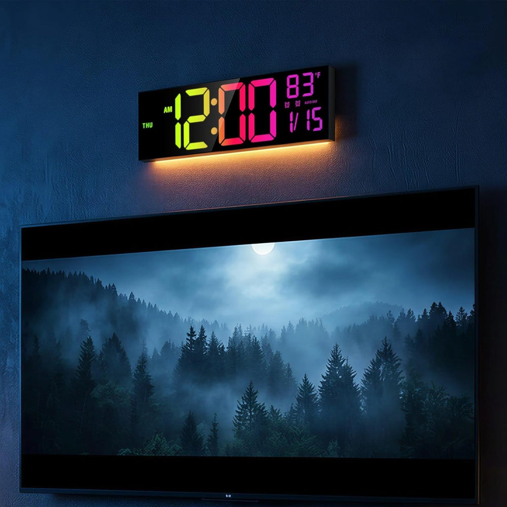 JALL 16" Large Digital Wall Clock with RGB Colors for Classroom, Wall Cl...