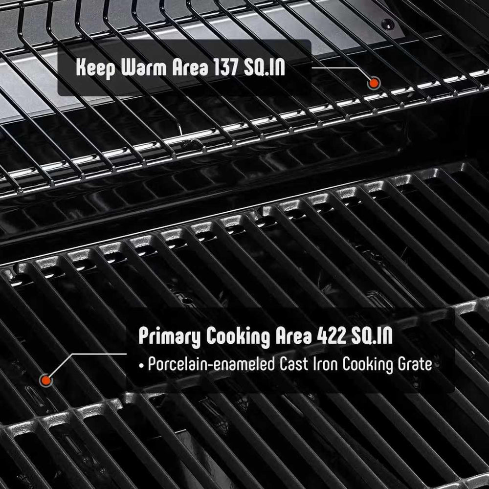 Feasto 4-Burner Propane Grill with Ceramic Burner Chamber & Side Burner
