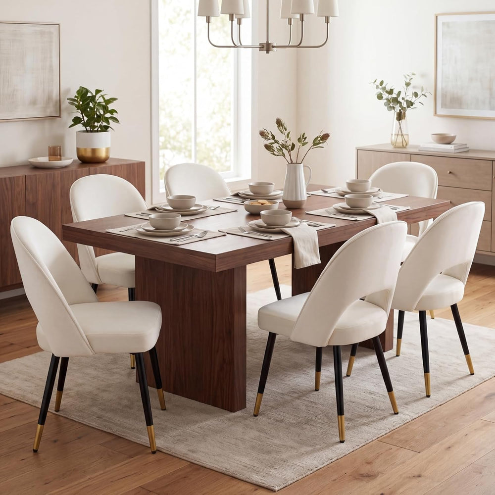 DUOMAY Modern Dining Chair Set of 2 with Open Back, Velvet Upholstered Armles...