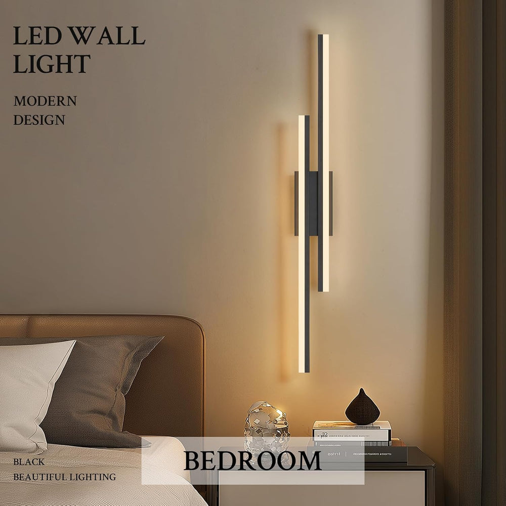 LED Wall Sconce Black Modern Remote Wall Light Fixtures for Living Room, Dimm...