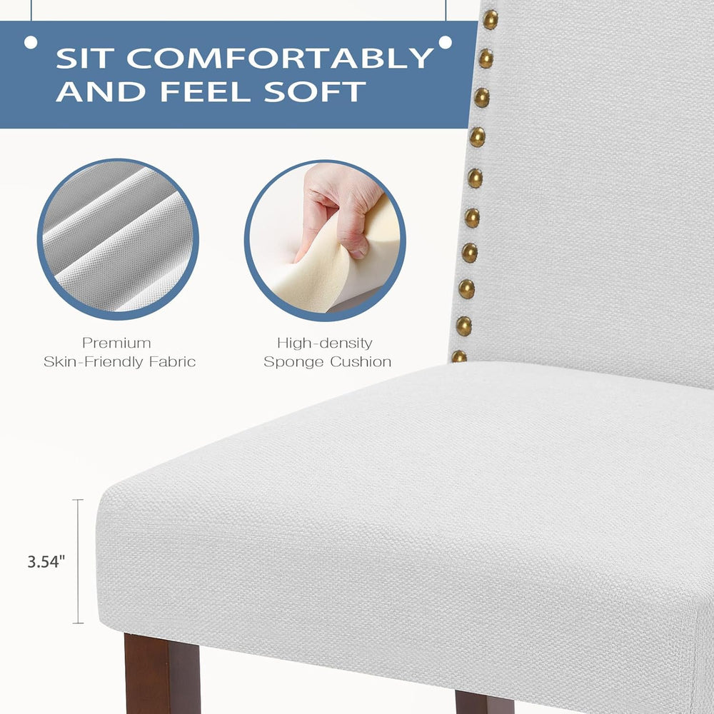 DUMOS Dining Chairs Set of 6, Upholstered Accent Chair, Light Grey