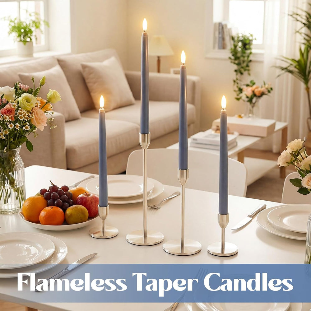 Handepo 48 Pack Flameless LED Taper Candles Battery Operated, Dusty Blue