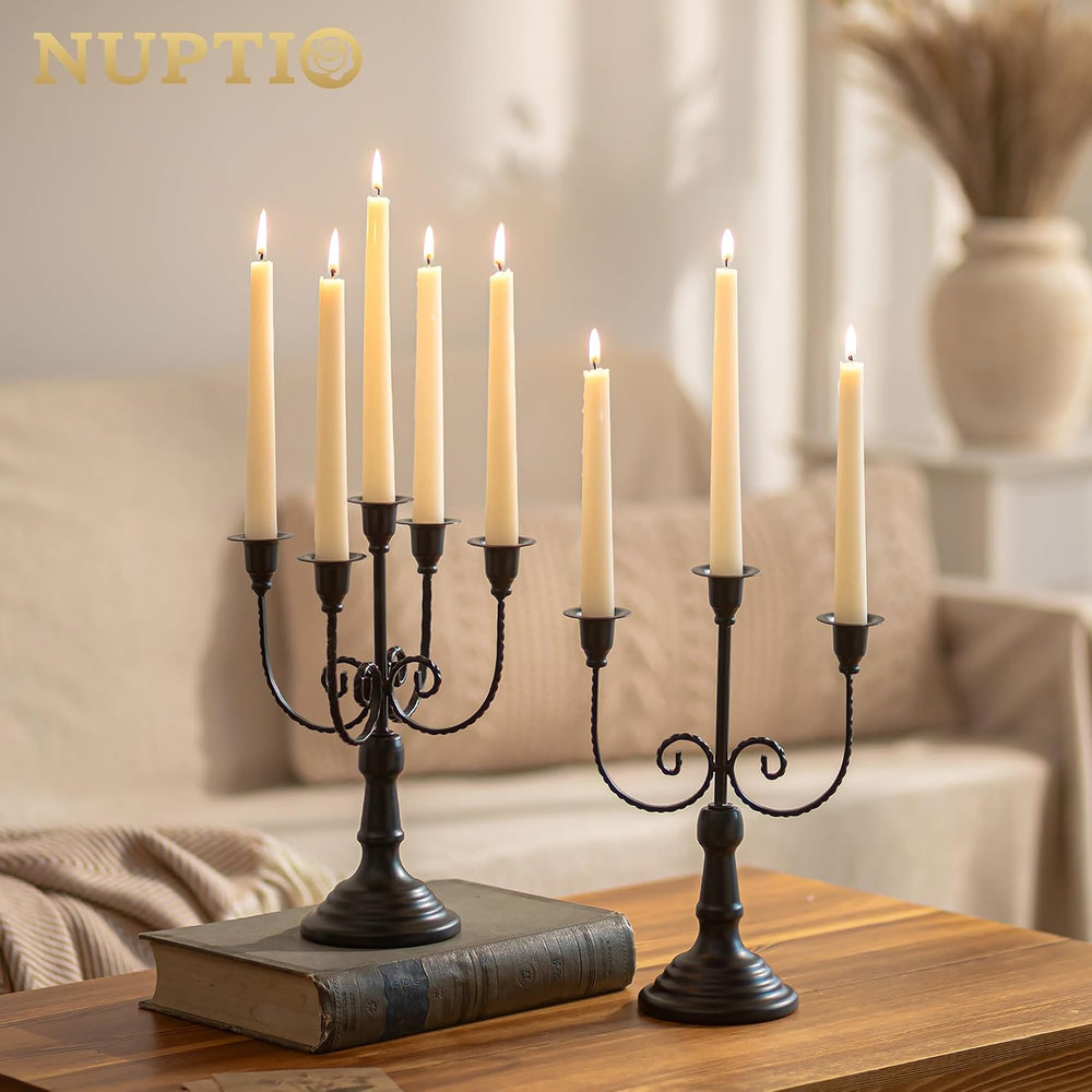 NUPTIO Taper Candle Holders for Candlestick: Black Candelabra for Halloween