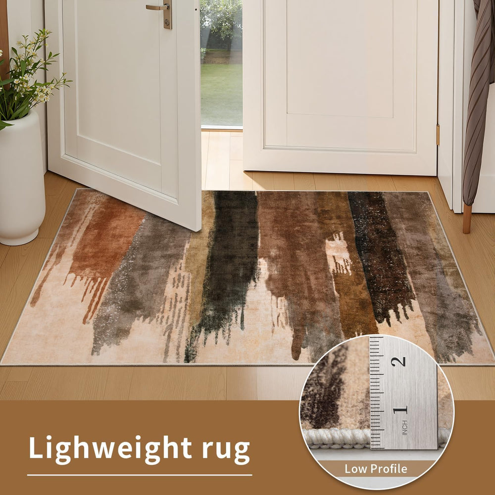 Ciicool 10x14 Area Rug Living Room Rug, Modern Abstract Washable Soft Brown