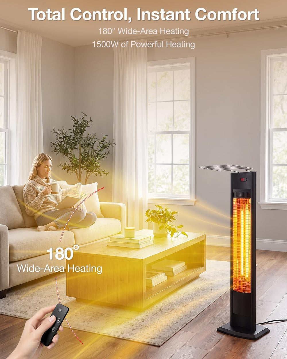 hykolity Electric Patio Heater 38.5in, 1500W Infrared Indoor & Outdoor, P...