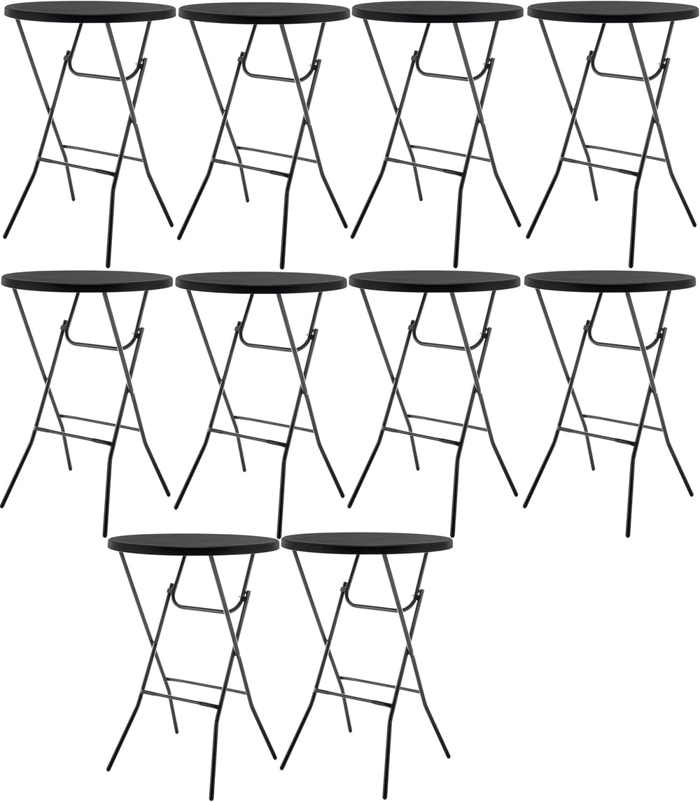 BTEXPERT Set of 10, Black 32" Round 43" Bar Height Granite Folding ...