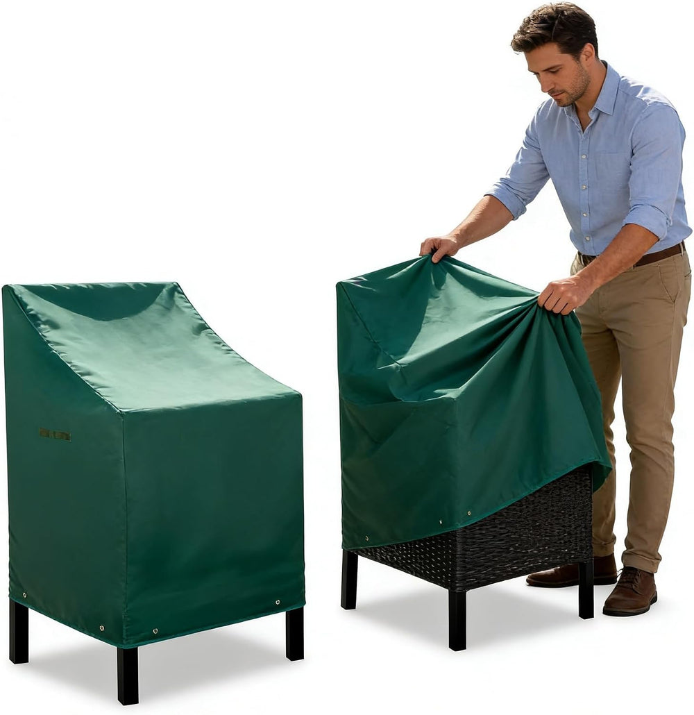 RosieLily High Back Patio Chair Covers Waterproof Heavy Duty Stackable Outdoo...