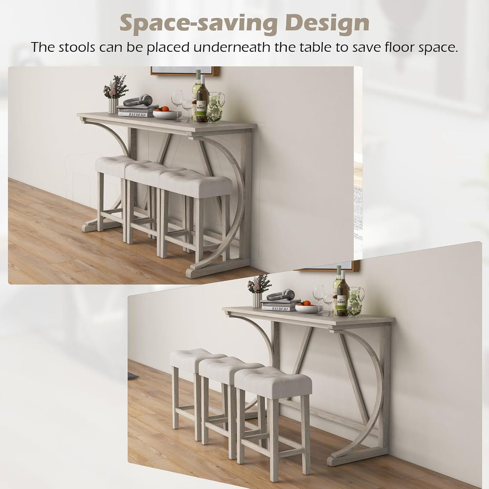 Tangkula 4-Piece Bar Table with Stools, Wooden Dining Bar Table & Chairs ...