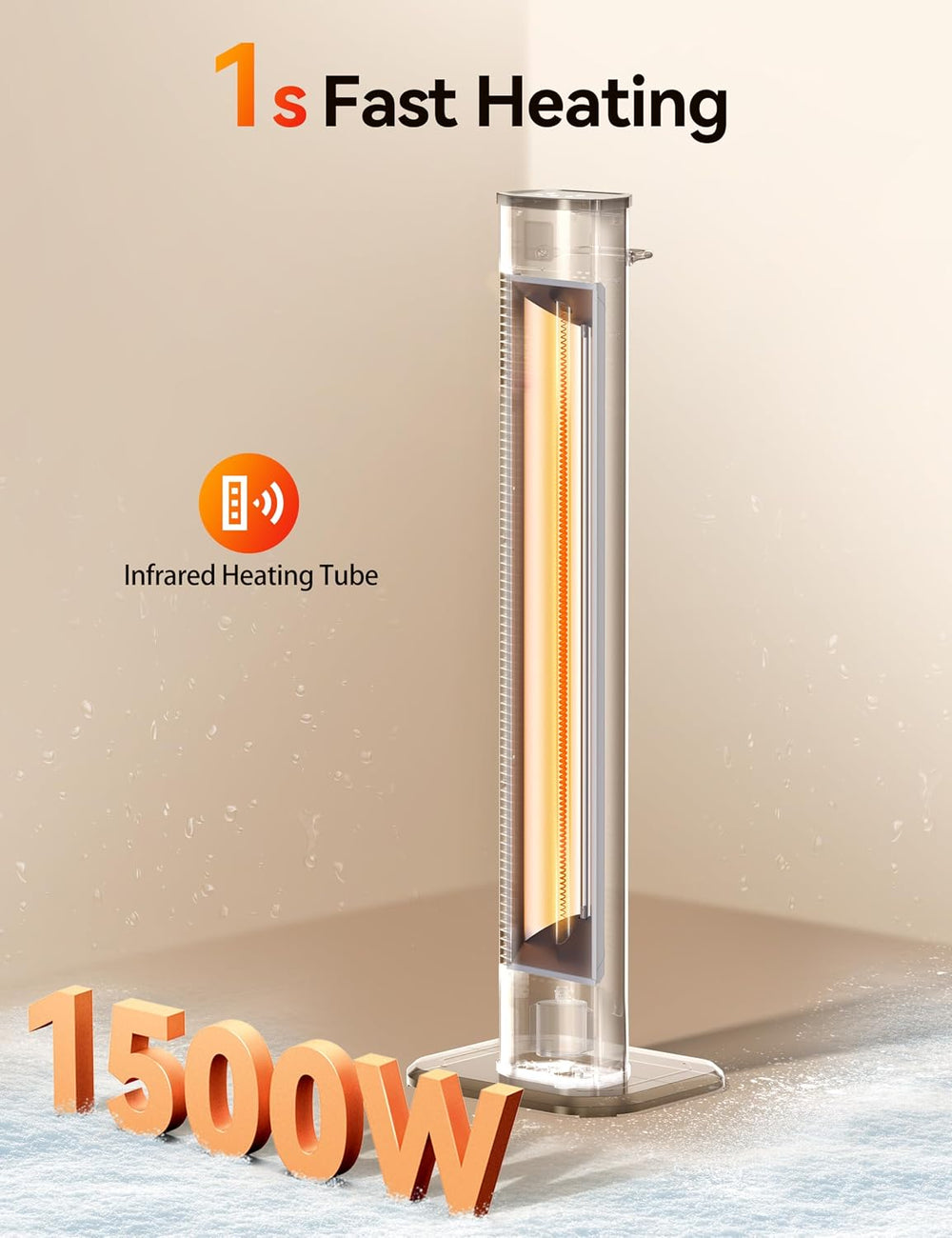 VAGKRI 42" 1500W Electric Outdoor Infrared Heater with Remote, 9 Heat Le...