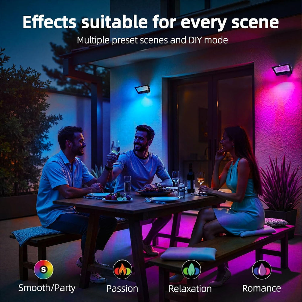 HEKEE LED Flood Light Outdoor, 50W RGB Color Changing Floodlight with Remote ...