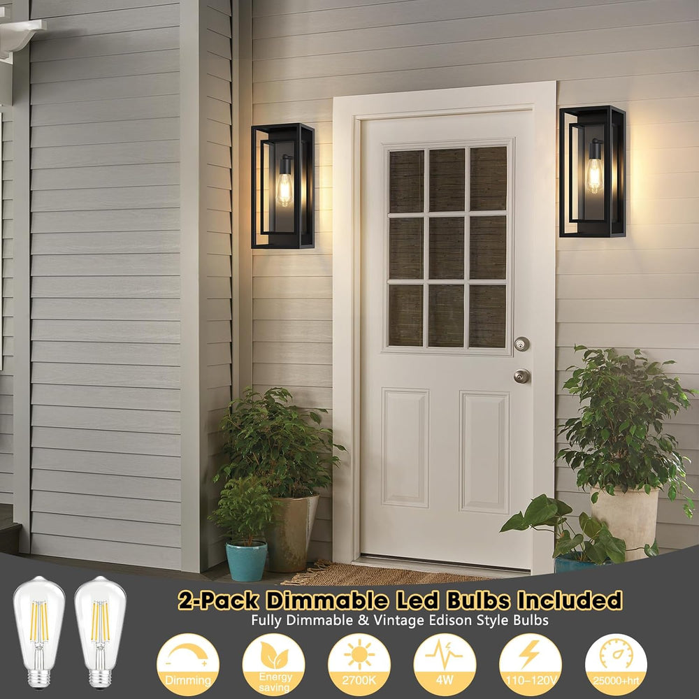 16.5'' Large Outdoor Porch Wall Lanterns, 2 Pack Matte Black Exterior...