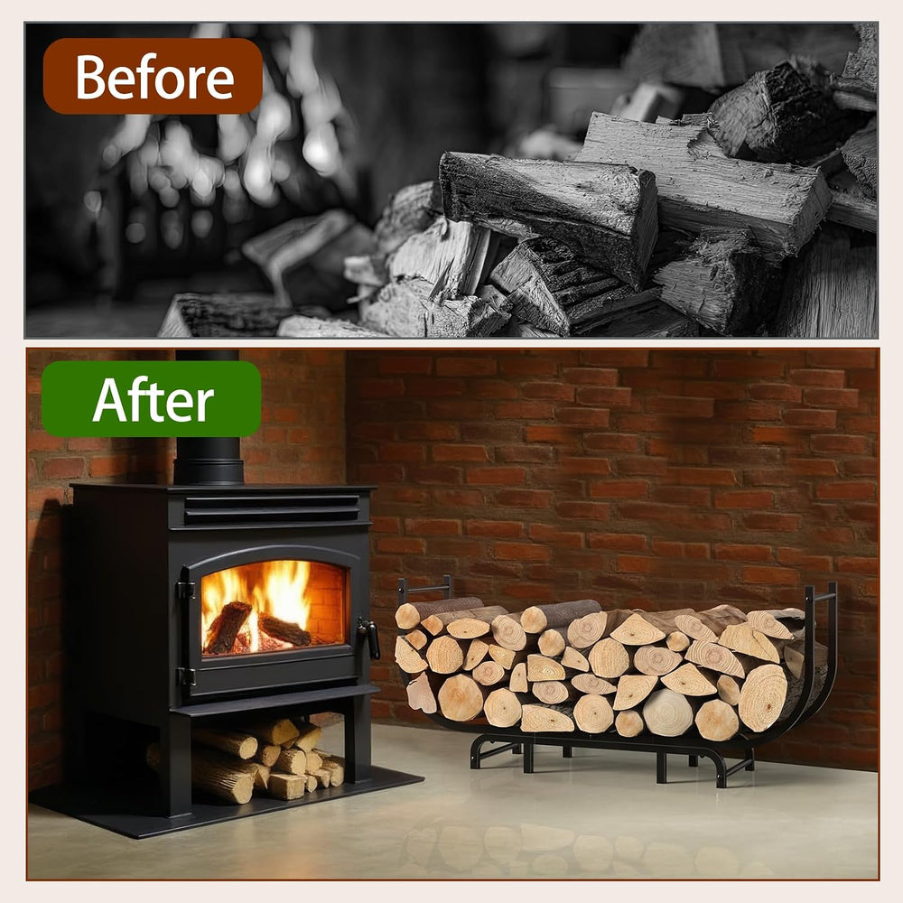 LIANTRAL Curved Firewood Rack Outdoor Indoor, 48 Inch Heavy Duty Log Holder