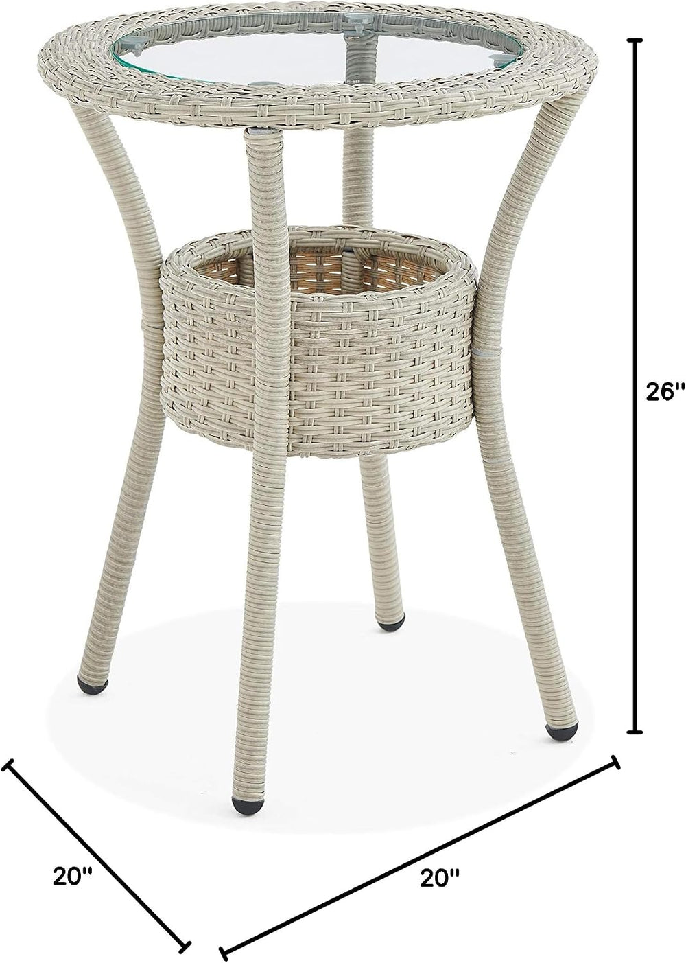 Modern and Weatherproof Haven All-Weather Wicker Outdoor Round Glass-Top Acce...