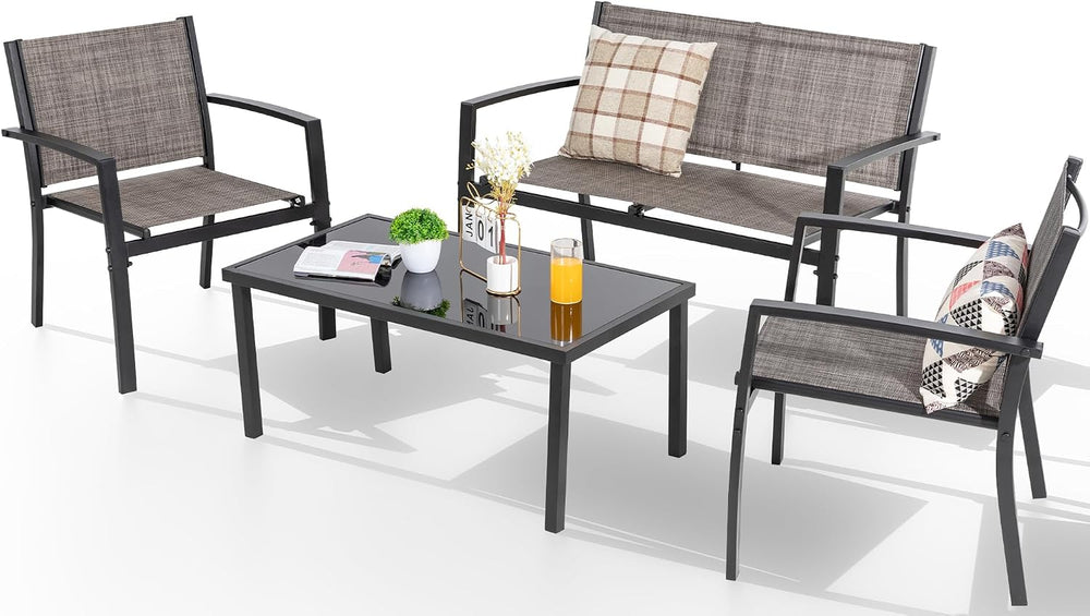Shintenchi 4 Pieces Patio Furniture Set All Weather Textile Fabric Outdoor Co...