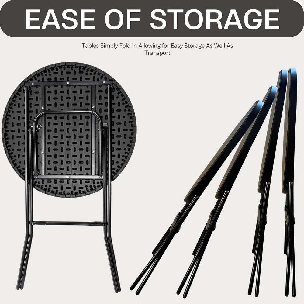 BTEXPERT Set of 10, Black 32" Round 43" Bar Height Granite Folding ...
