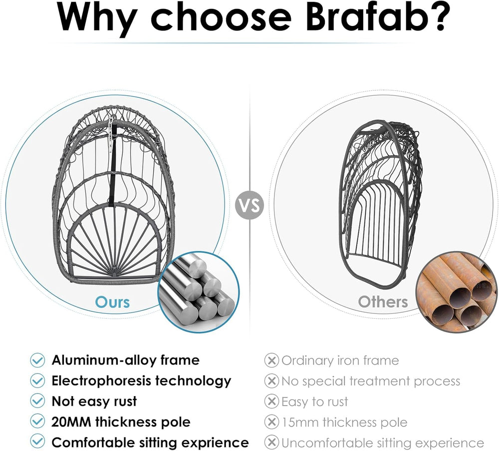 Brafab Swing Egg Chair with Steel Stand for Indoor Outdoor Patio Porch