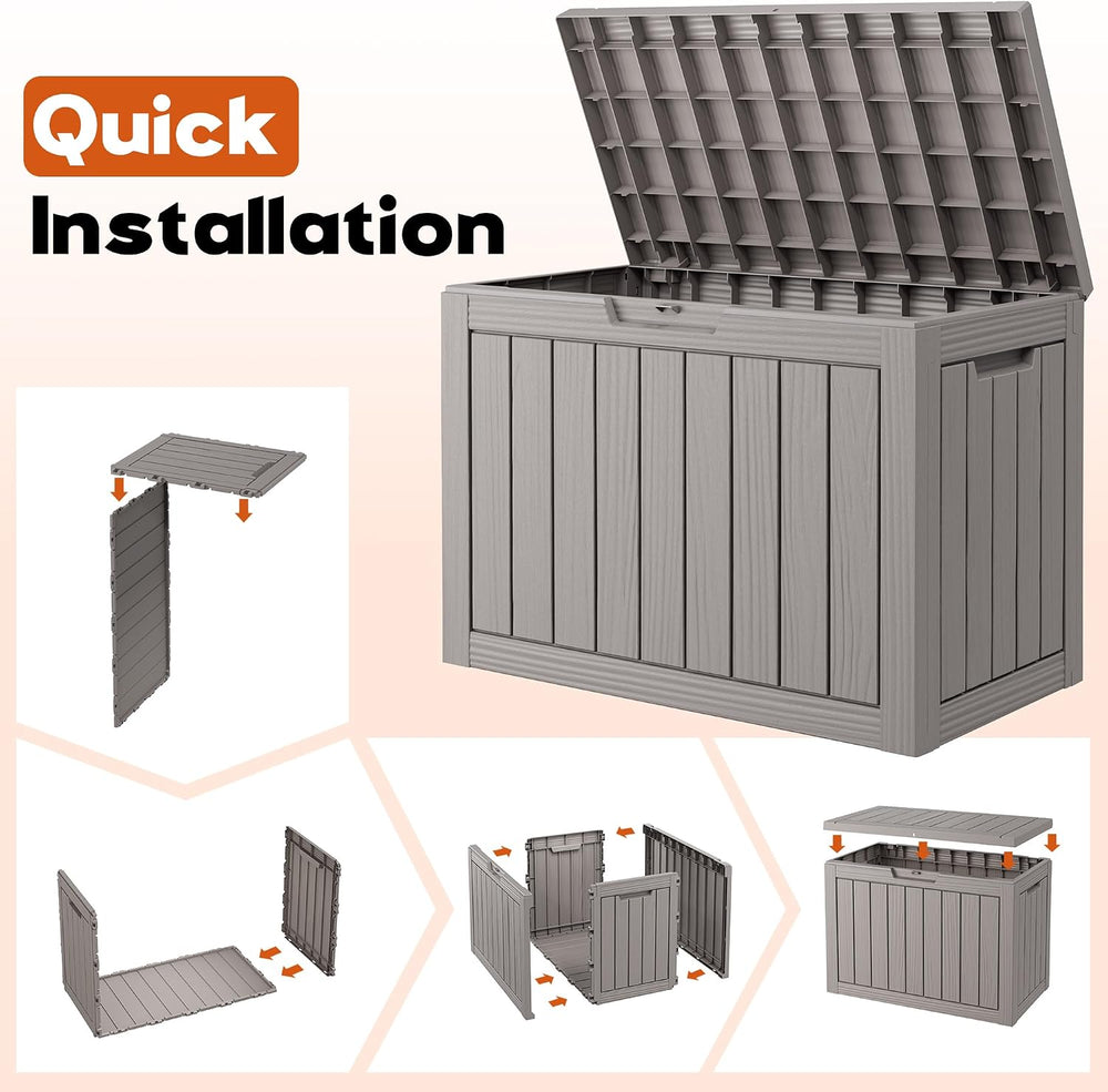 Outdoor Deck Storage Box,Resin Deck Boxes Indoor and outdoor, Waterproof Stor...