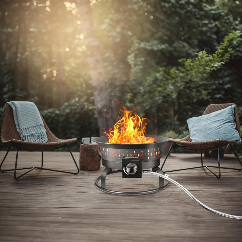 GasBRUH Outdoor Portable Propane Fire Pit, 19-Inch,60,000 BTU with Cover&...