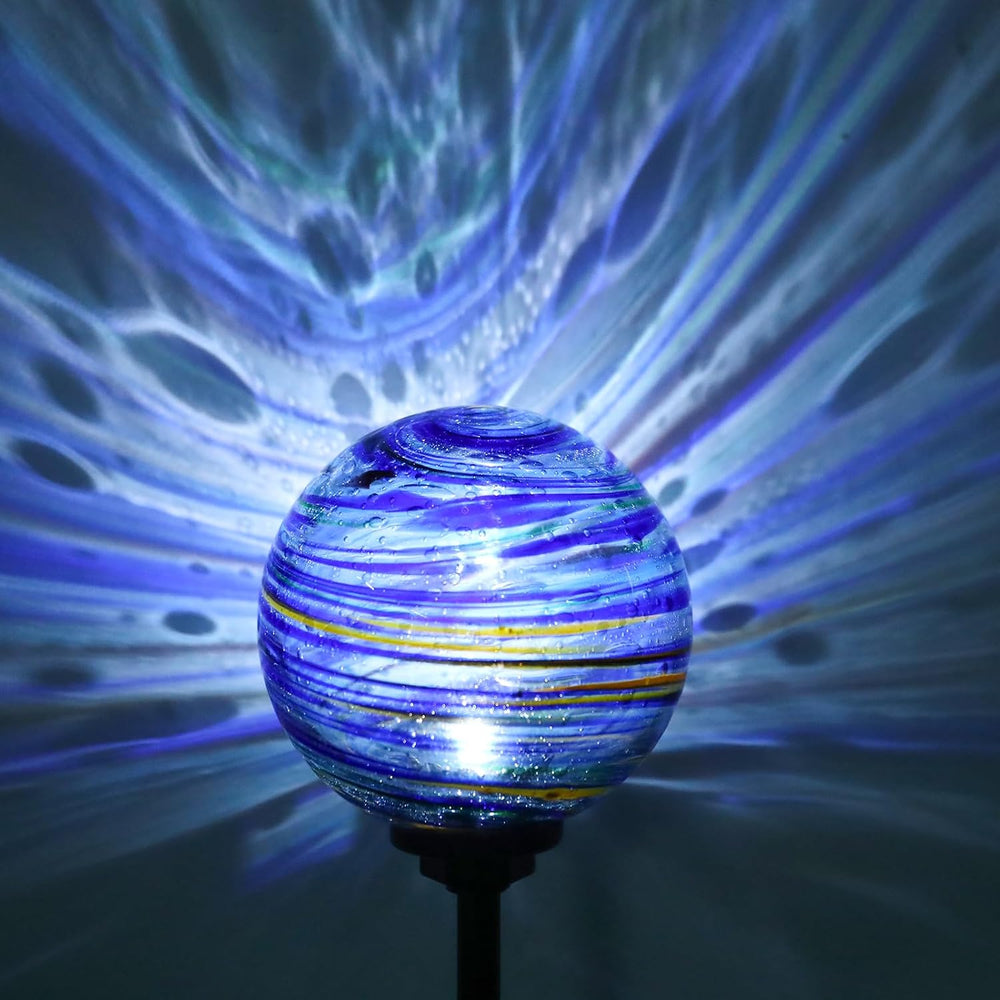 Decorative Solar Garden Lights, 4" Glass Globe Outdoor Stake for Yard Lawn