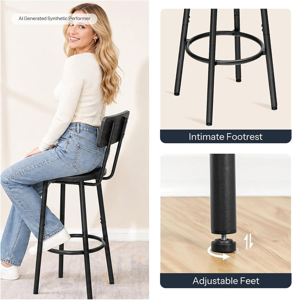 HOOBRO 3 Pieces Round Bar Height Table and Chairs Set, Round Dining Table Set...