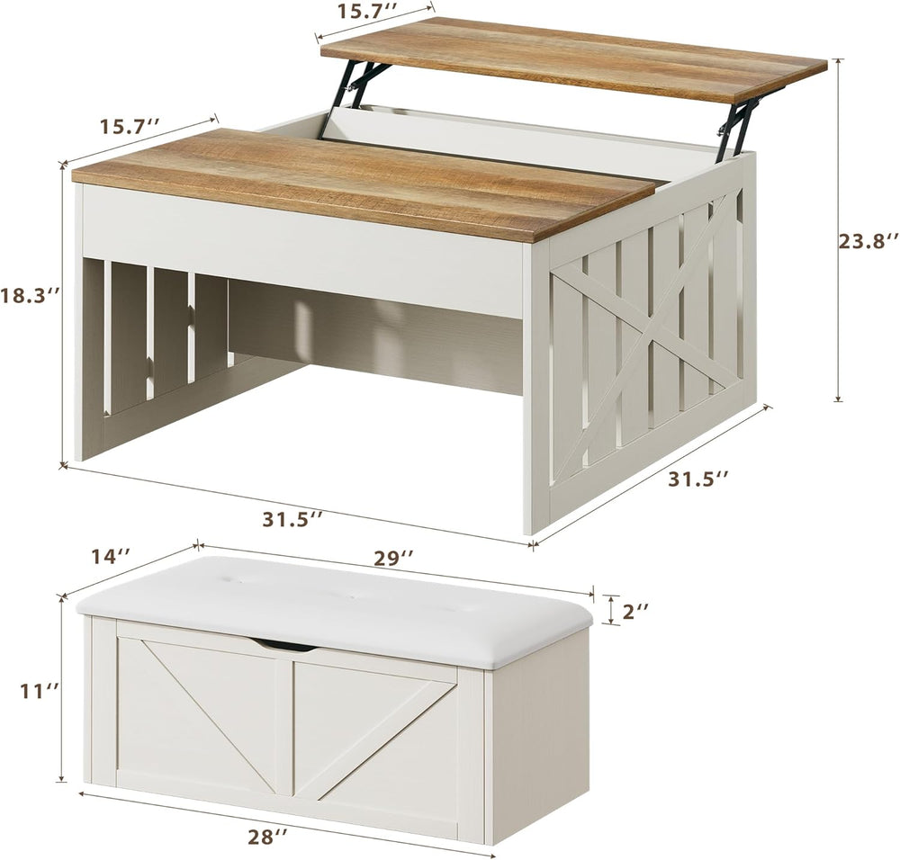 HUAHUU Lift Top Coffee Table with Storage Hidden Compartment, 31.5" Farm...