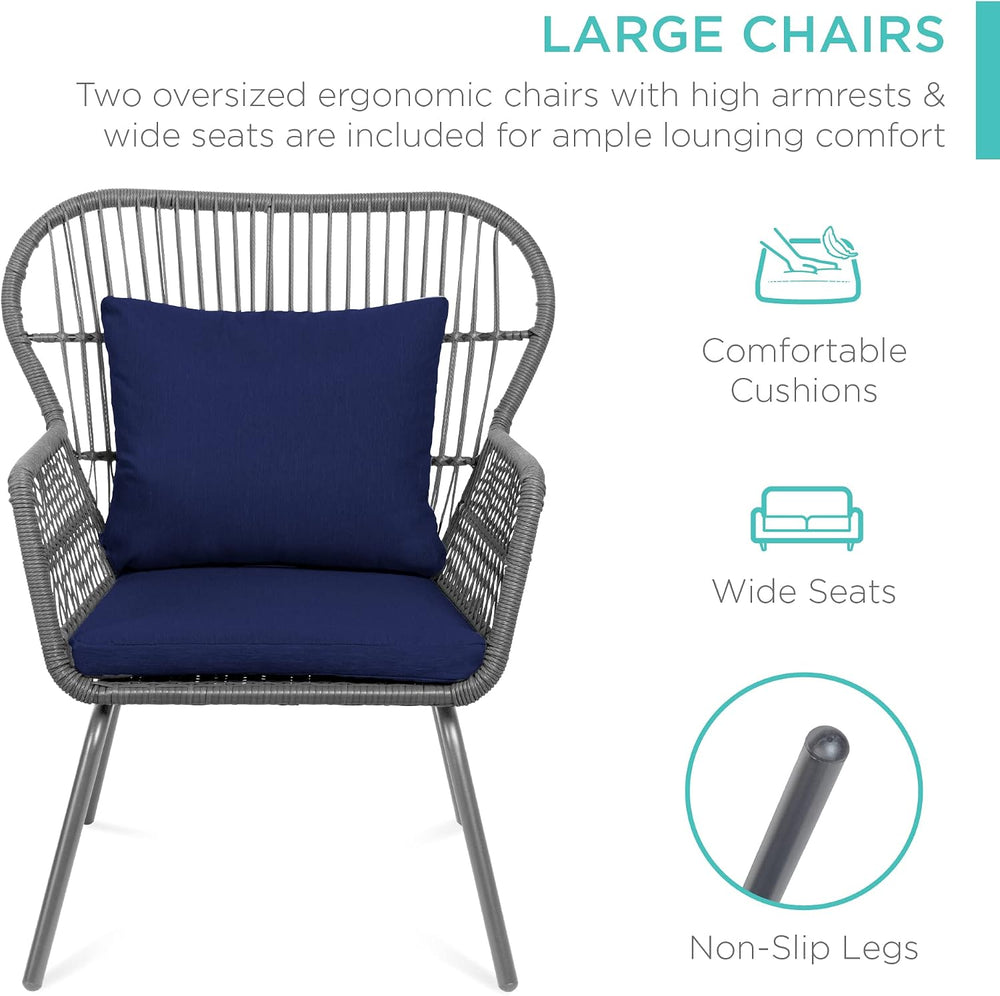 Best Choice Products 3-Piece Patio Conversation Bistro Set, Outdoor All-Weath...