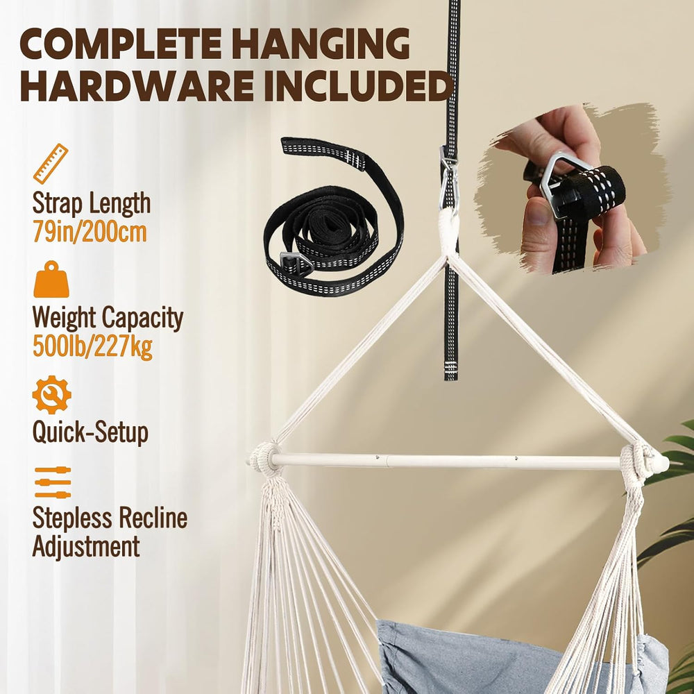 Chihee Hammock Chair Foot Rest 2 Cushions Max 500 lb Metal Spreader Bar