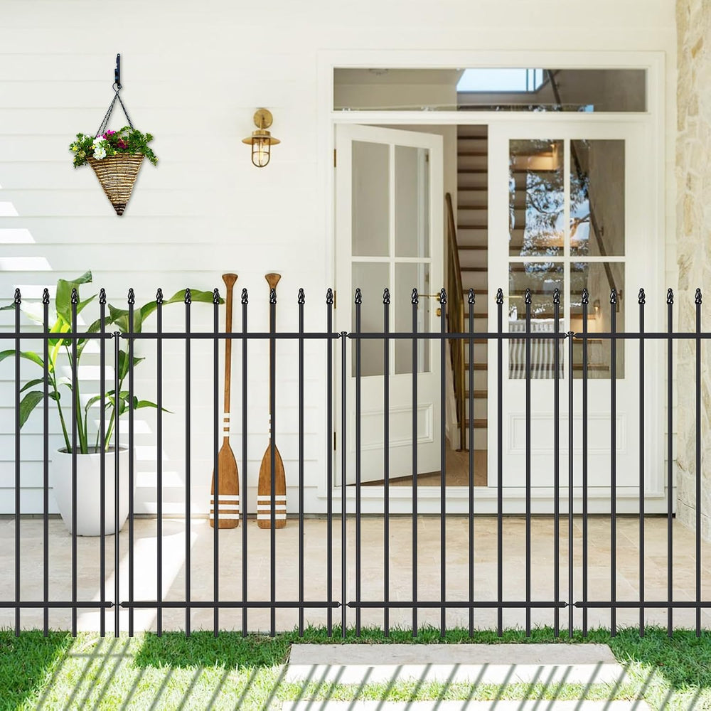 Decorative Metal Garden Fence 42" x 11.5', No-Dig Outdoor Fence with...