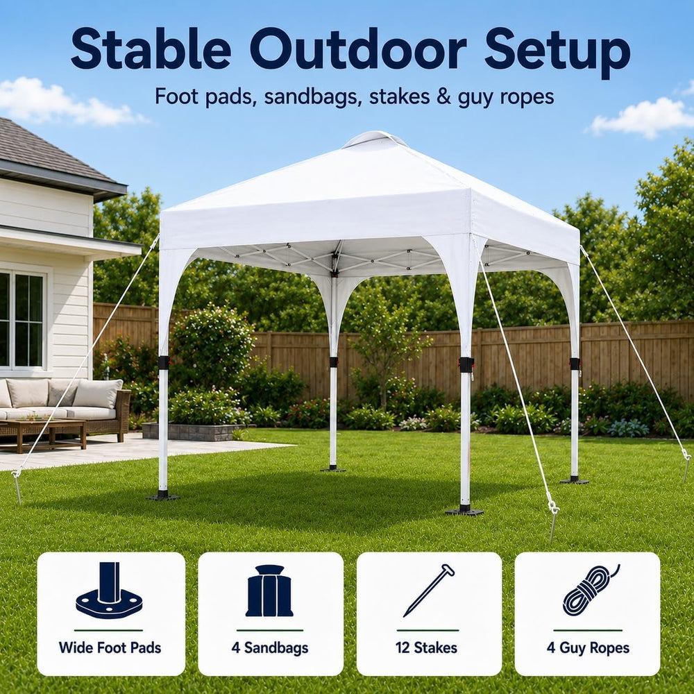Yaheetech 10x10ft Pop Up Canopy Tent Built-in Solar LED Lights UPF 50+, Wht