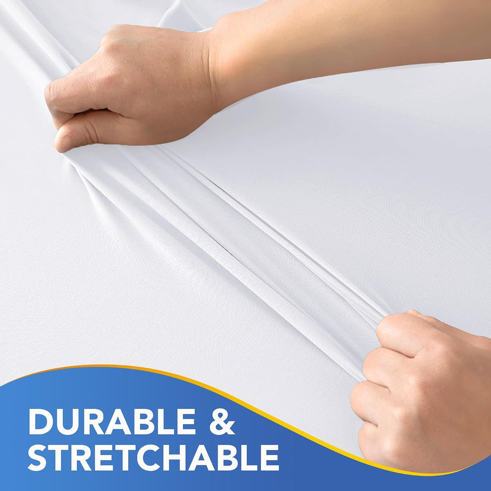 Fitted Tablecloth for 8 Foot Rectangle Tables-White Picnic Table Covers