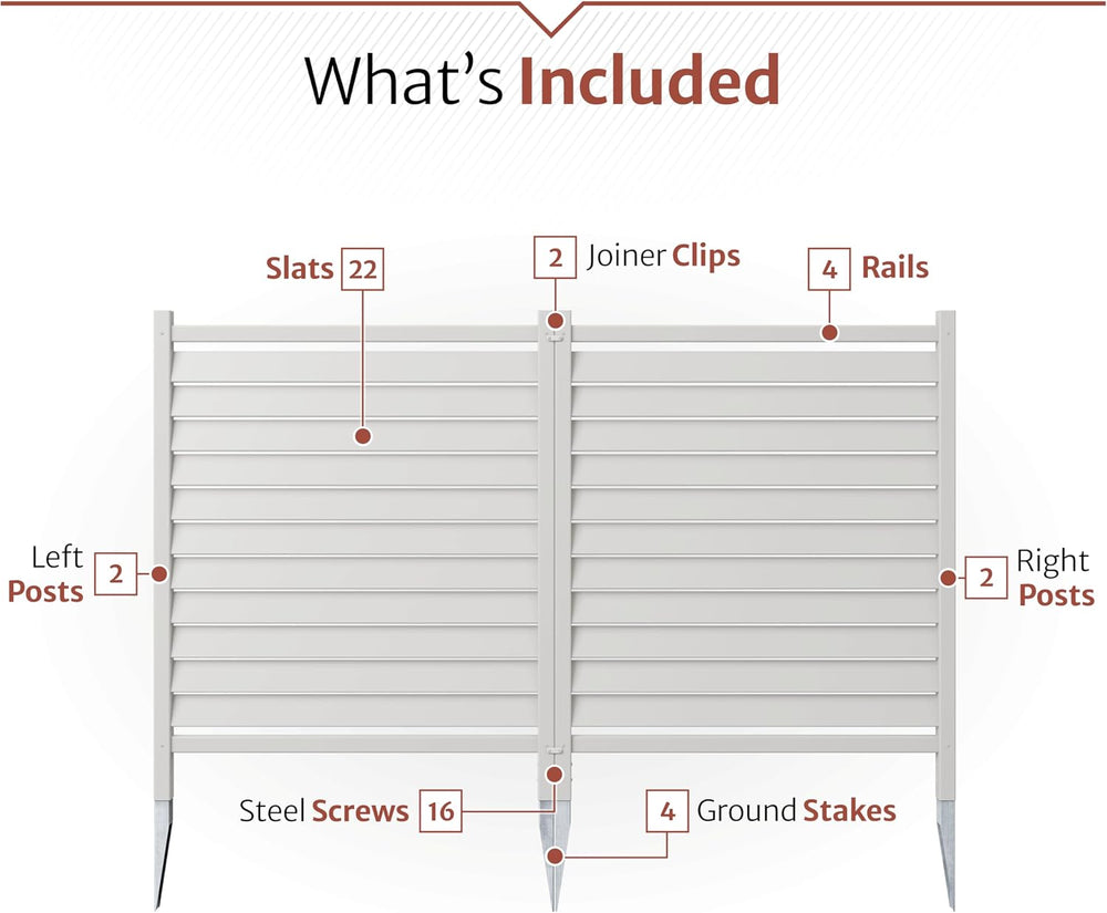 Enclo Waverly Privacy Screen, White Vinyl DIY No Dig Kit