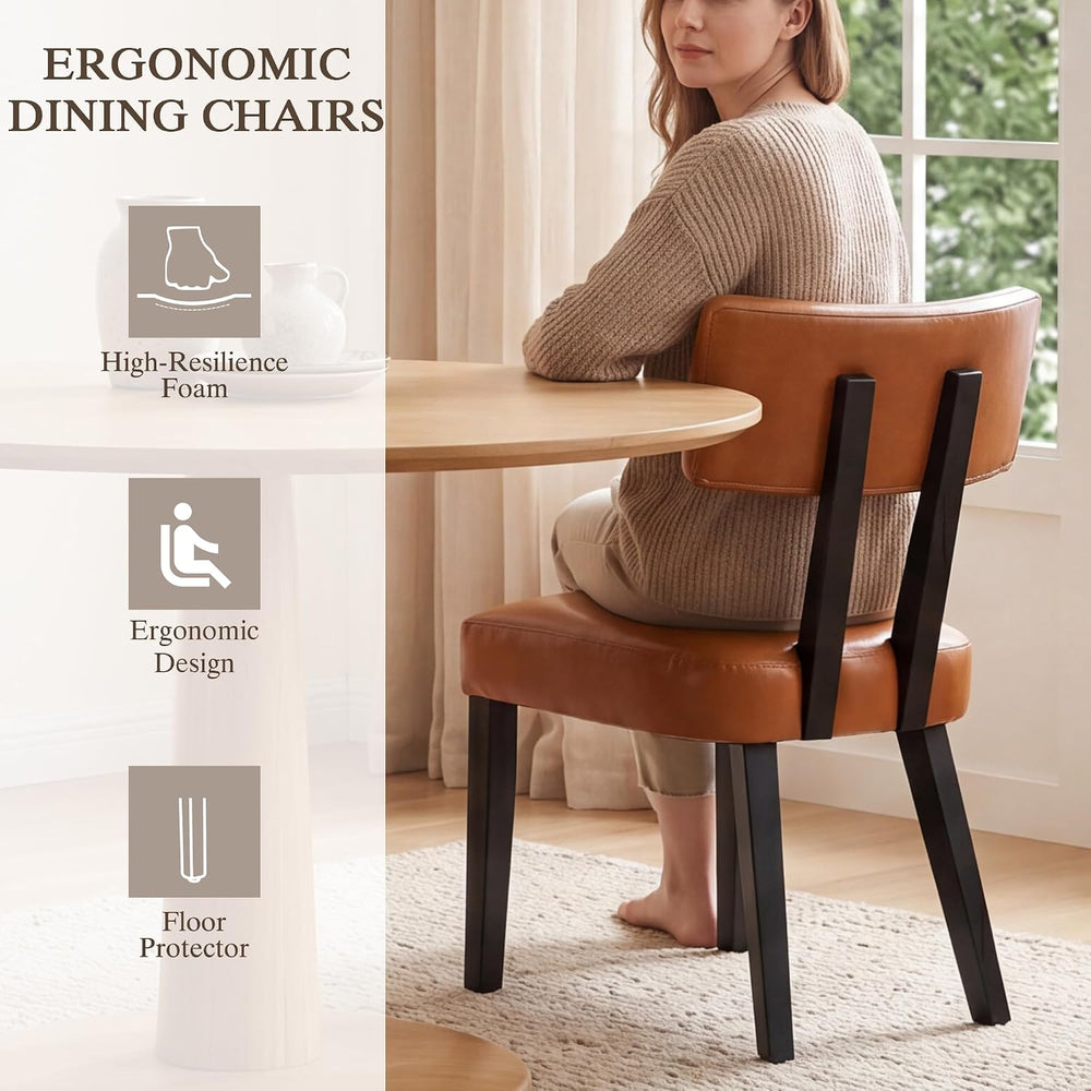 GOTMINSI Mid Century Modern Dining Chairs,PU Leather Farmhouse Upholstered Ki...