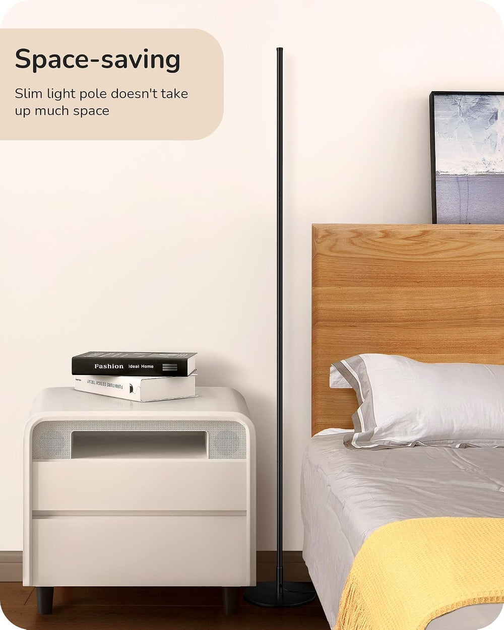EDISHINE LED Corner Floor Lamp, 57.5" Minimalist Dimmable Sleek Light, A...
