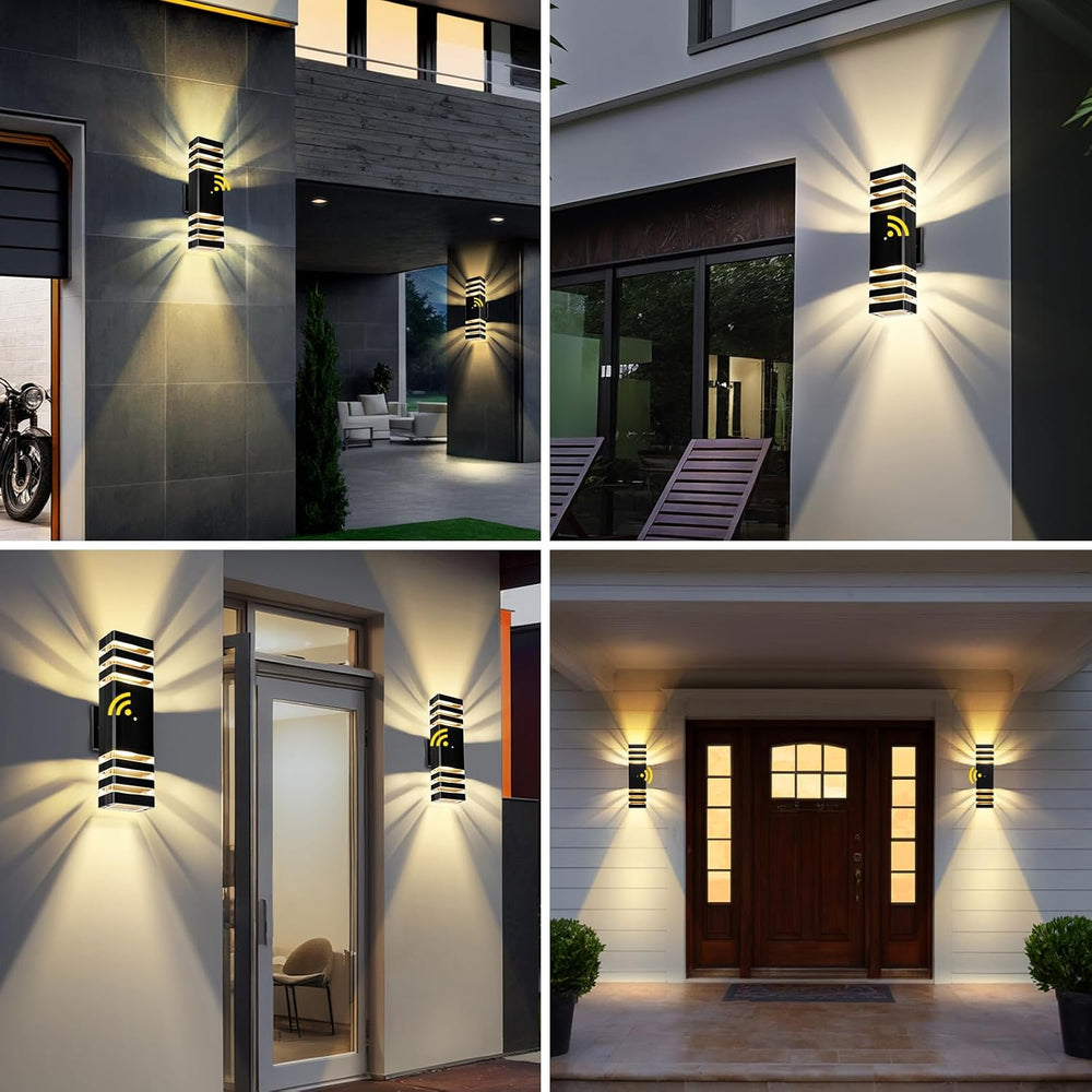 LED Square Up & Down Wall Lights,Outdoor Wall Lights Exterior Light Fixtu...
