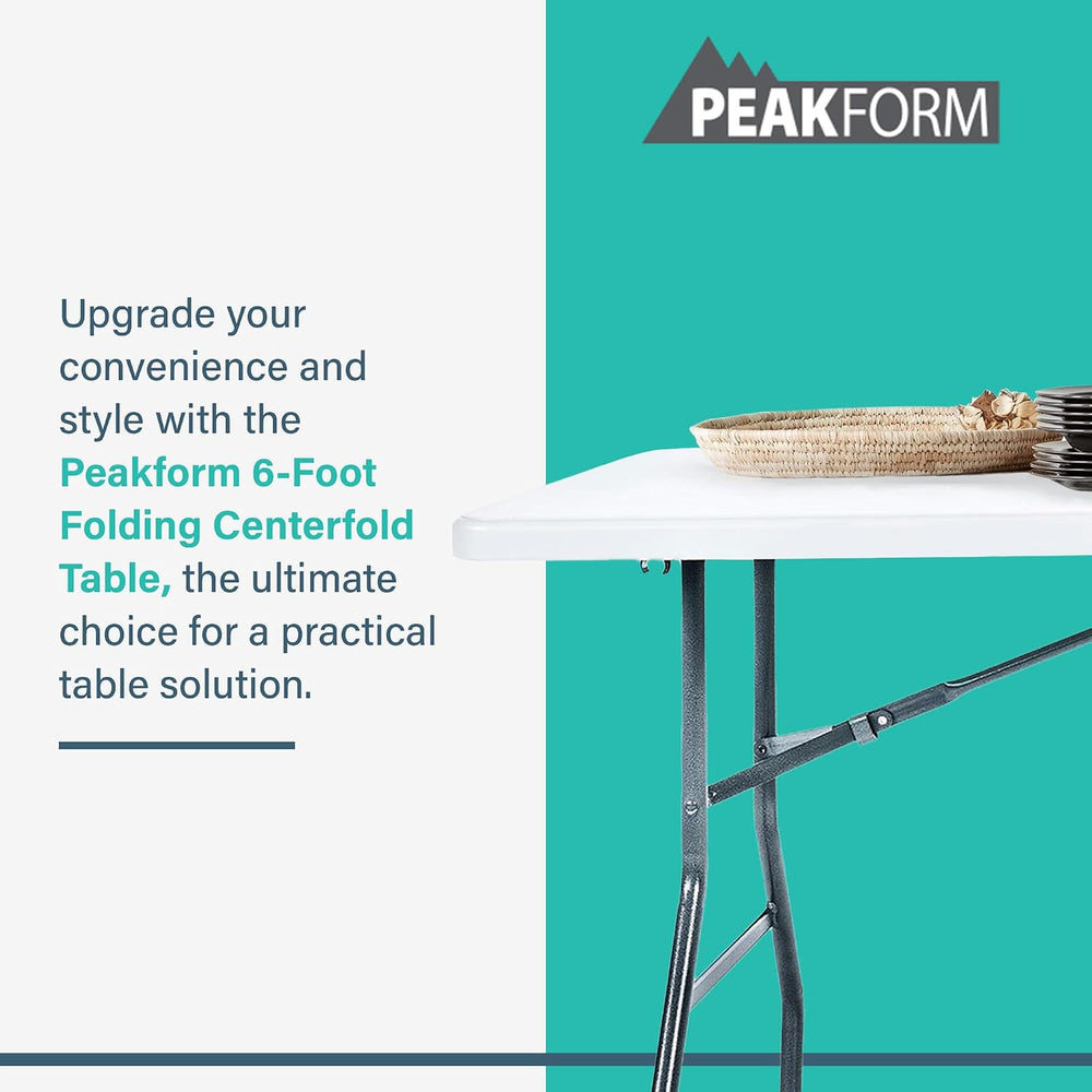 Peakform Multipurpose Banquet Fold-in-Half Table Lightweight Durable Desk wit...