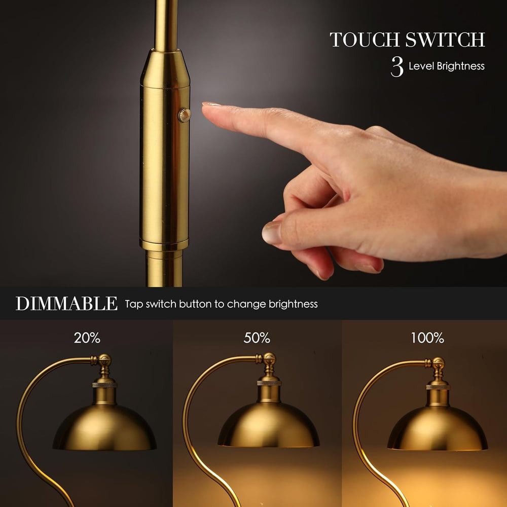 O’Bright Heritage - Banker’s Floor Lamp, 3-Level Touch Dimming, Adjustable Ti...