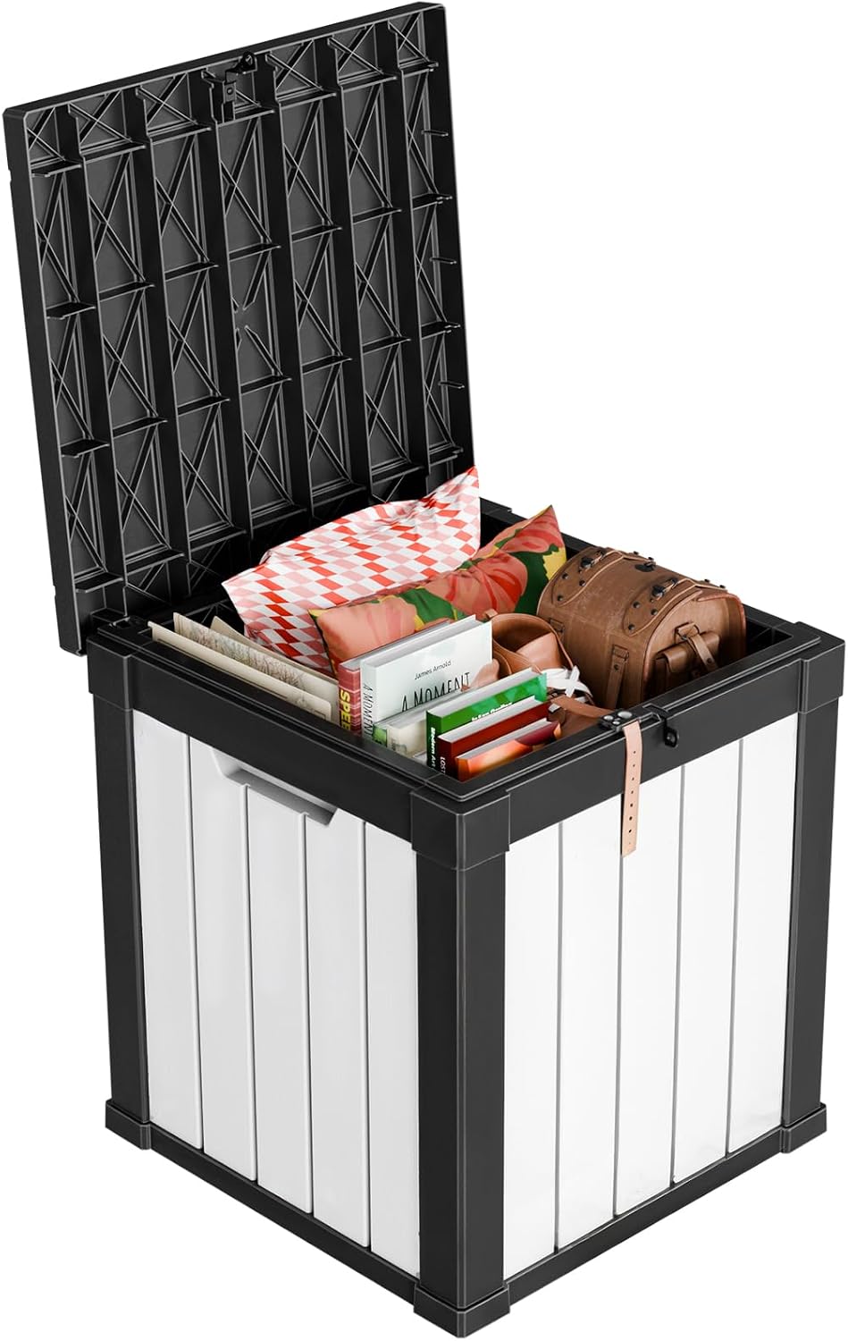 PatioZen 50 Gallon Resin Deck Box, Lockable Outdoor Storage Box for Patio Cus...