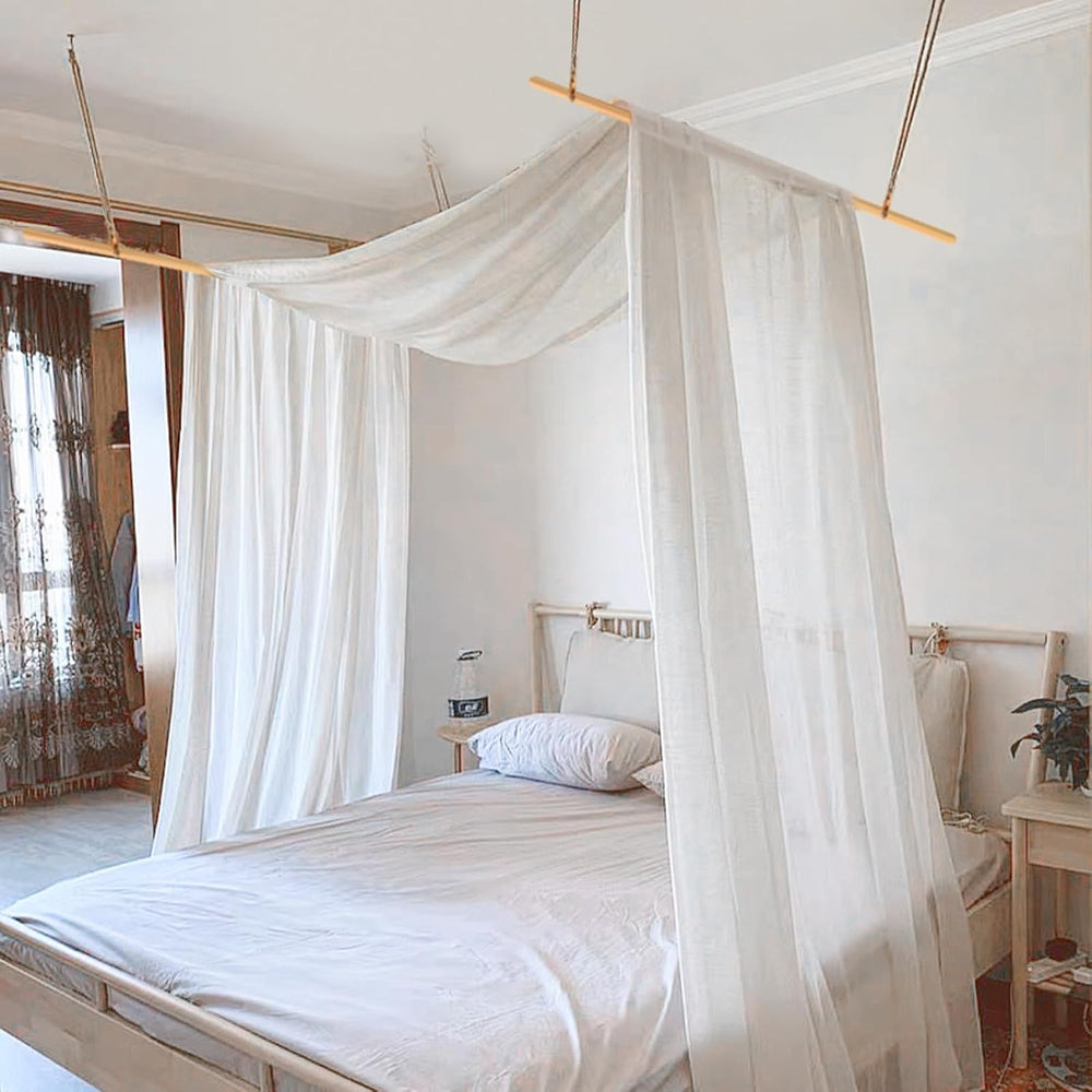 Comtelek King Canopy Bed Curtains - Queen & Full Bed 60 * 225in White Tul...