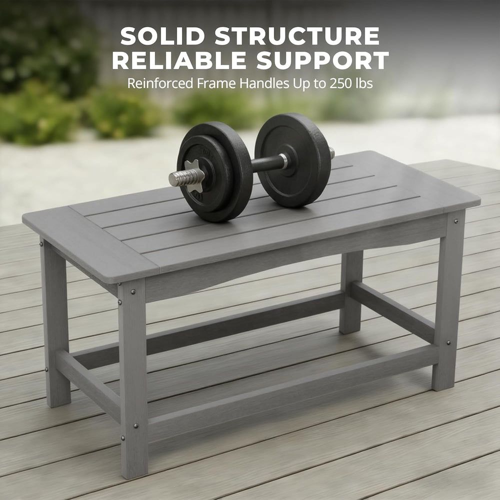 Outdoor Coffee Table, 35.4" x 17.5" All Weather Rectangle Patio Cof...